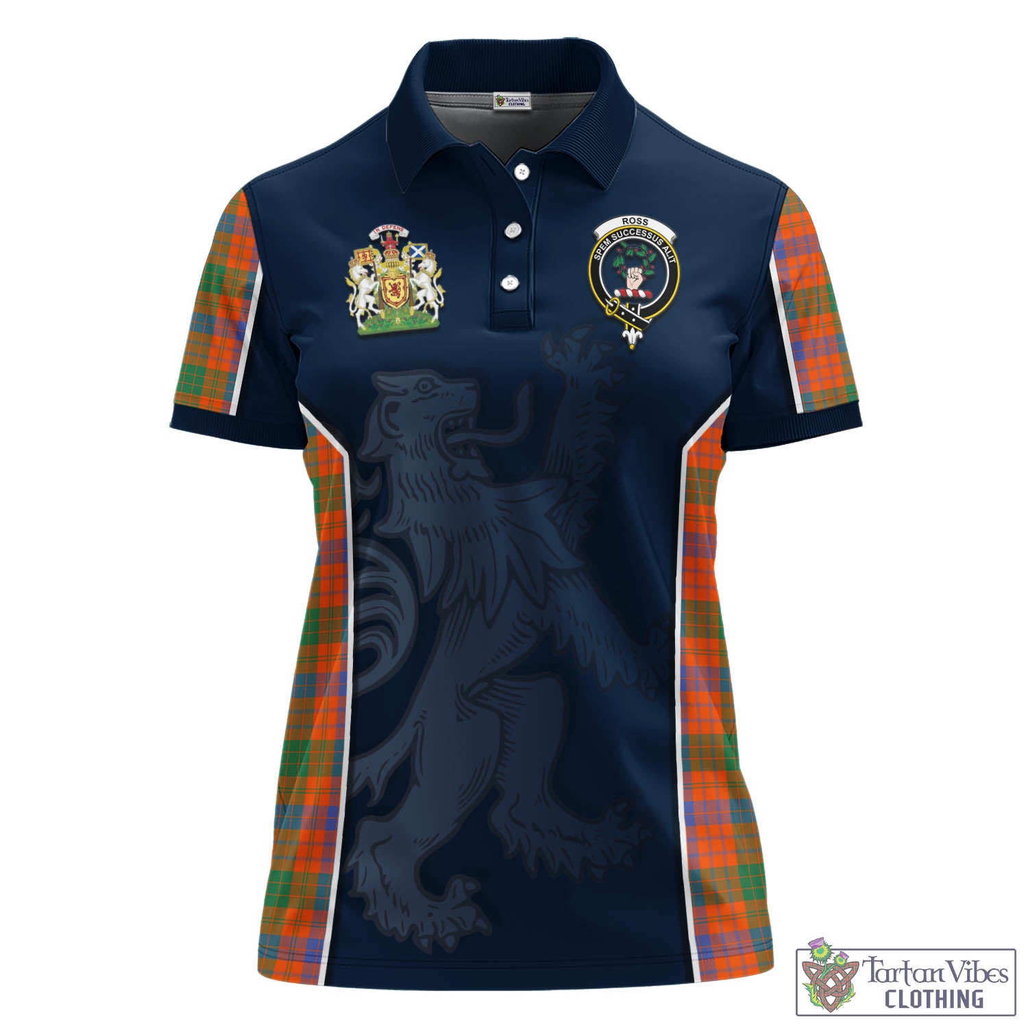 Ross Ancient Tartan Women's Polo Shirt with Family Crest and Lion Rampant Vibes Sport Style - Tartan Vibes Clothing