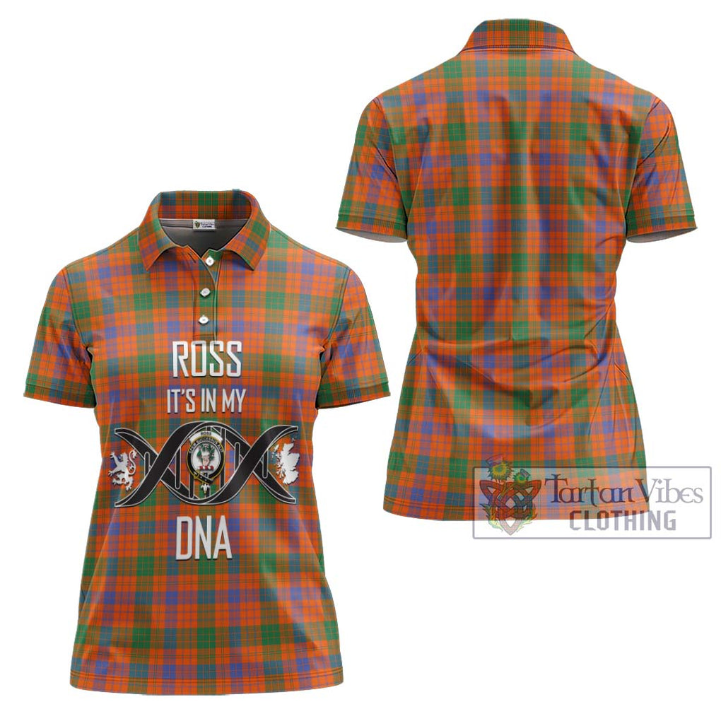 Ross Ancient Tartan Women's Polo Shirt with Family Crest DNA In Me Style - Tartanvibesclothing Shop