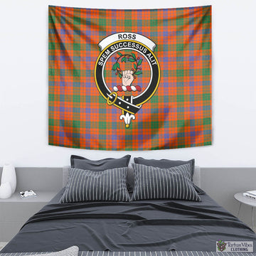 Ross Ancient Tartan Tapestry Wall Hanging and Home Decor for Room with Family Crest