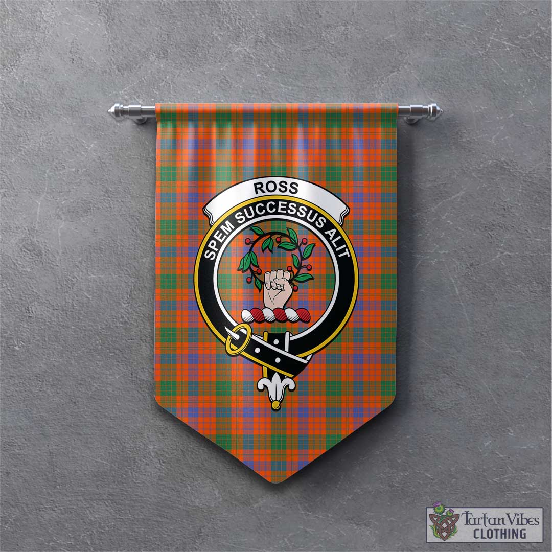 Tartan Vibes Clothing Ross Ancient Tartan Gonfalon, Tartan Banner with Family Crest