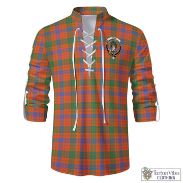 Ross Ancient Tartan Men's Scottish Traditional Jacobite Ghillie Kilt Shirt with Family Crest