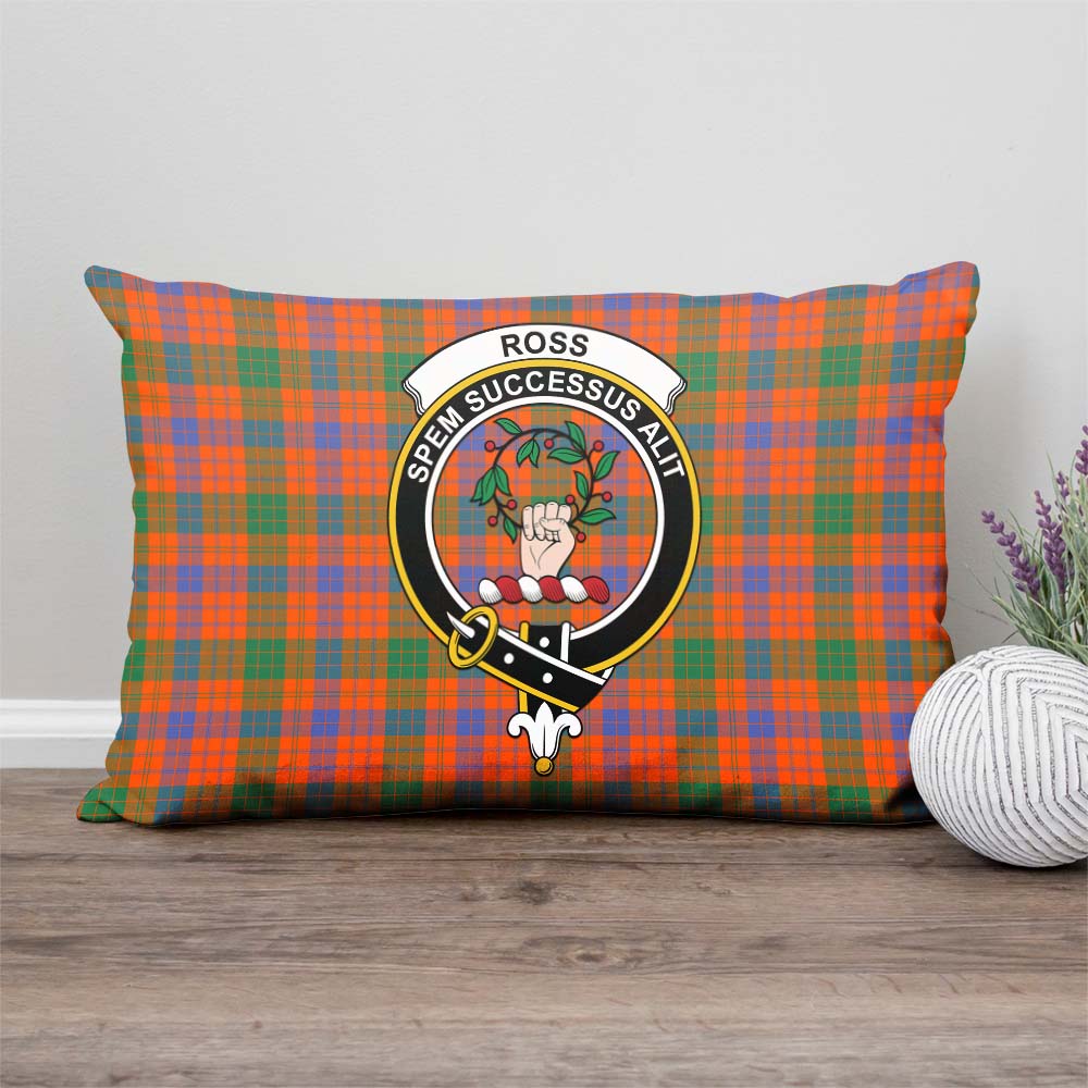 Ross Ancient Tartan Pillow Cover with Family Crest Rectangle Pillow Cover - Tartanvibesclothing