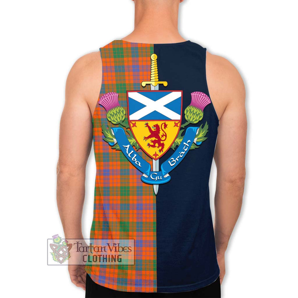 Tartan Vibes Clothing Ross Ancient Tartan Men's Tank Top with Scottish Lion Royal Arm Half Style