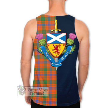 Ross Ancient Tartan Men's Tank Top Alba with Scottish Lion Royal Arm Half Style