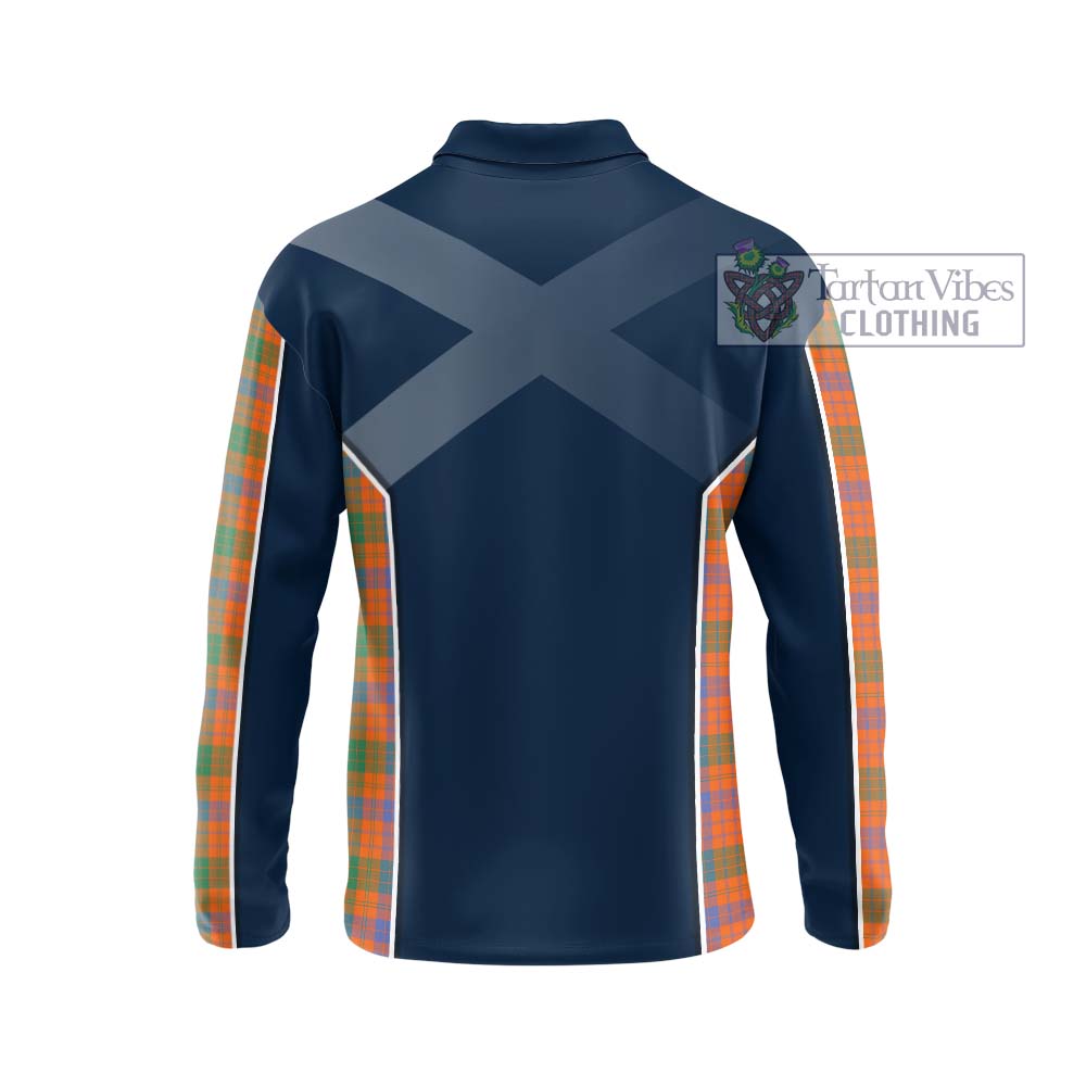 Ross Ancient Tartan Long Sleeve Polo Shirt with Family Crest and Lion Rampant Vibes Sport Style - Tartan Vibes Clothing