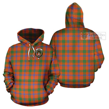 Ross Ancient Tartan Cotton Hoodie with Family Crest