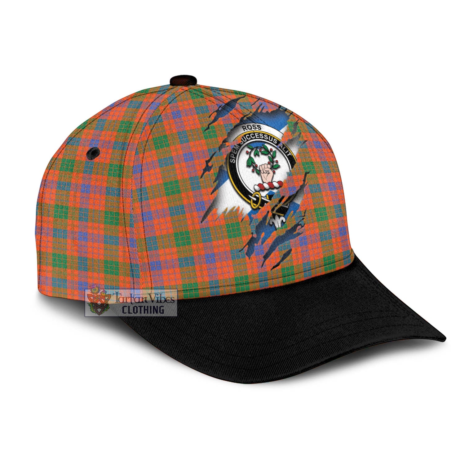 Tartan Vibes Clothing Ross Ancient Tartan Classic Cap with Family Crest In Me Style