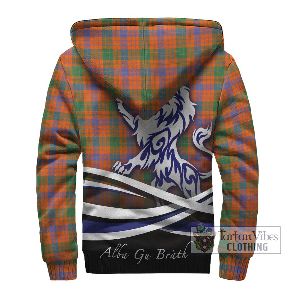 Ross Ancient Tartan Sherpa Hoodie with Alba Gu Brath Regal Lion Emblem - Tartanvibesclothing Shop