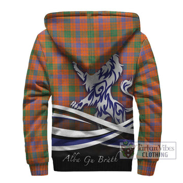 Ross Ancient Tartan Sherpa Hoodie with Alba Gu Brath Regal Lion Emblem