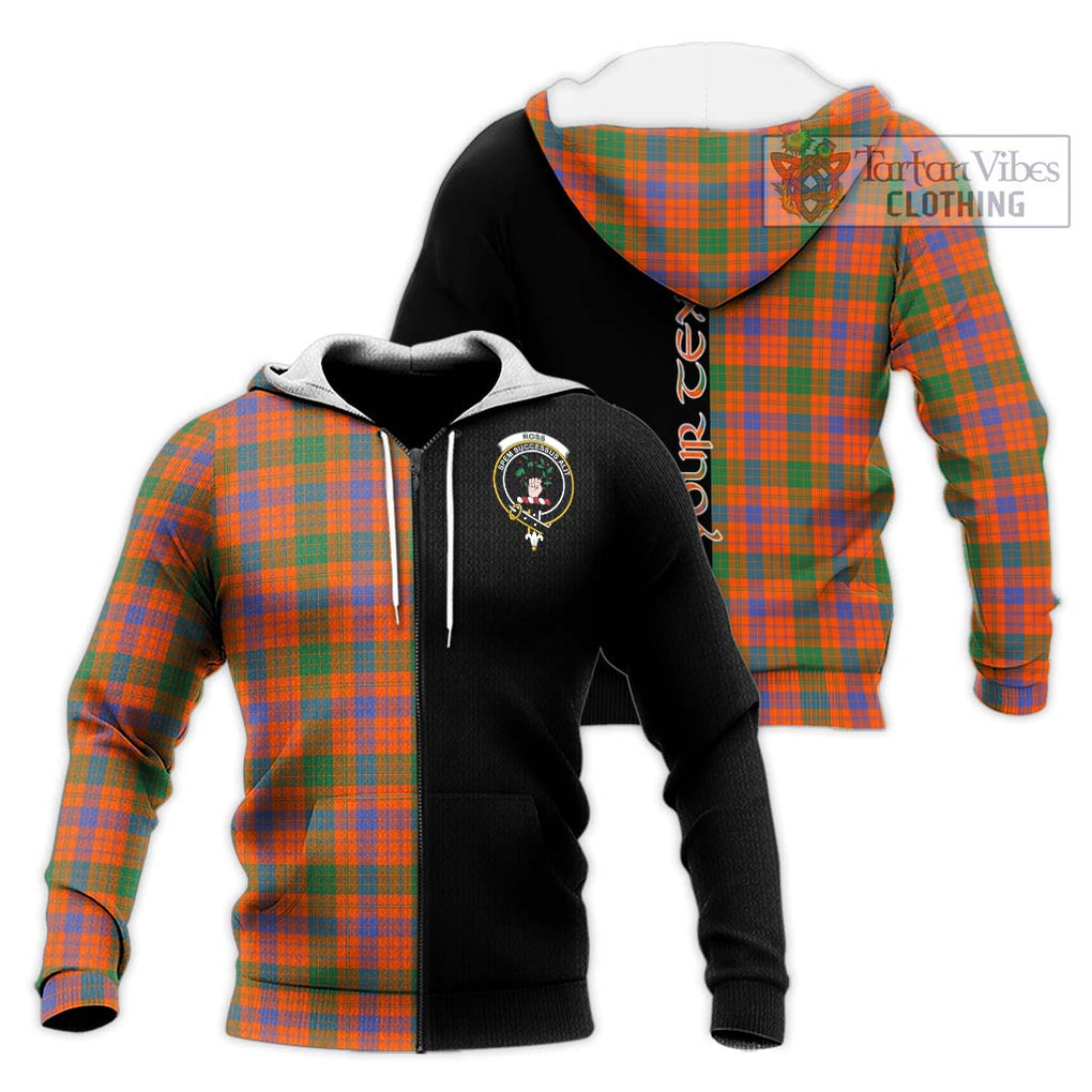 Ross Ancient Tartan Knitted Hoodie with Family Crest and Half Of Me Style Unisex Knitted Zip Hoodie - Tartanvibesclothing Shop