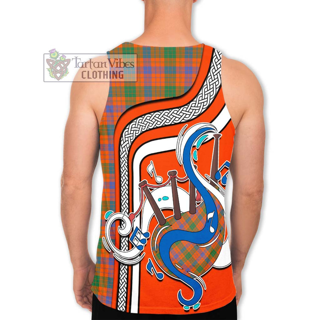 Ross Ancient Tartan Men's Tank Top with Epic Bagpipe Style - Tartanvibesclothing Shop