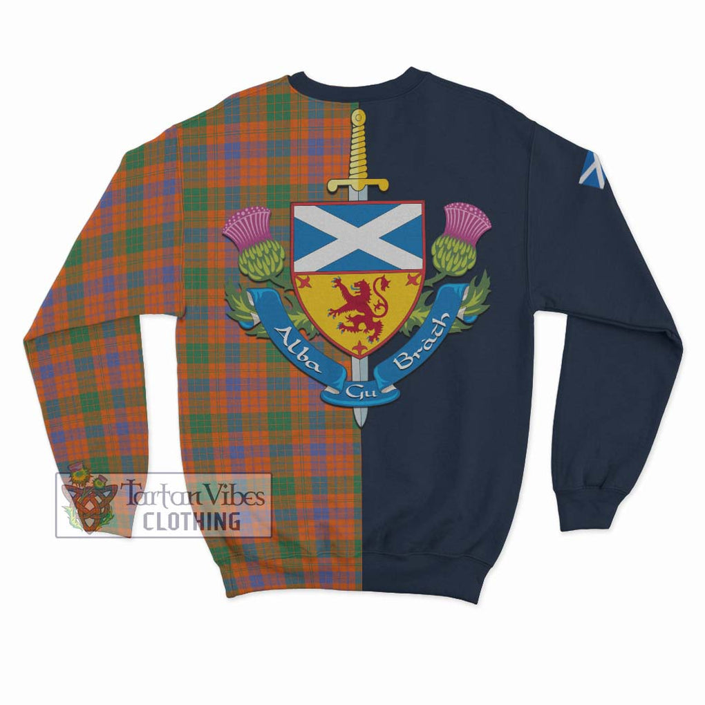 Tartan Vibes Clothing Ross Ancient Tartan Sweatshirt with Scottish Lion Royal Arm Half Style