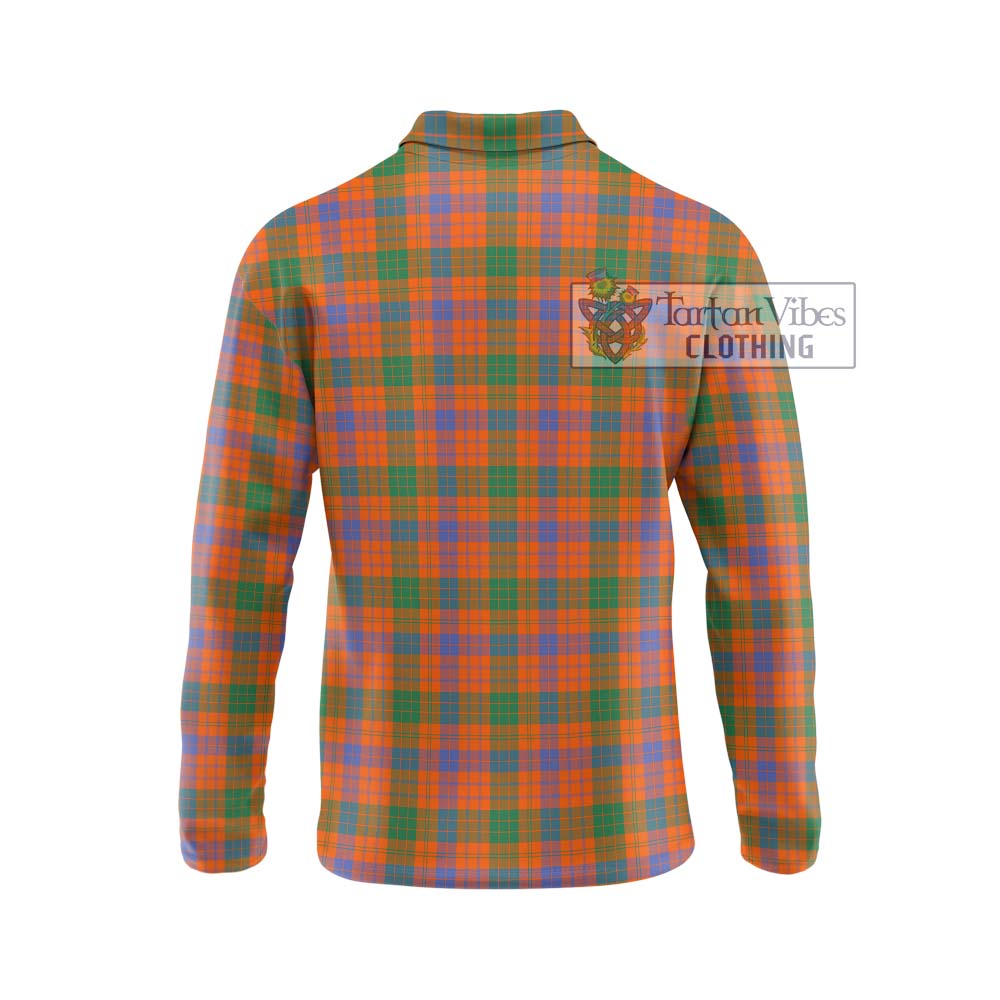 Ross Ancient Tartan Long Sleeve Polo Shirt with Family Crest DNA In Me Style - Tartanvibesclothing Shop