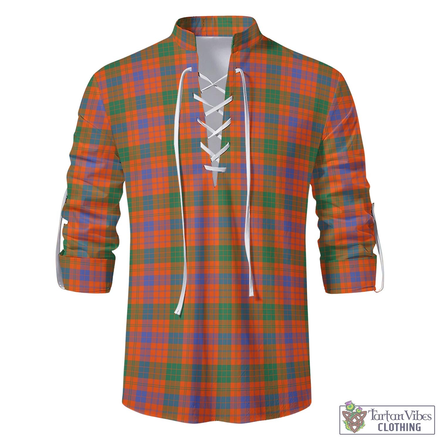 Tartan Vibes Clothing Ross Ancient Tartan Men's Scottish Traditional Jacobite Ghillie Kilt Shirt