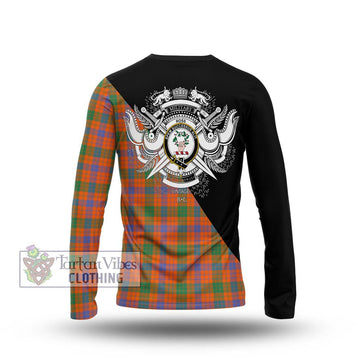 Ross Ancient Tartan Long Sleeve T-Shirt with Family Crest and Military Logo Style