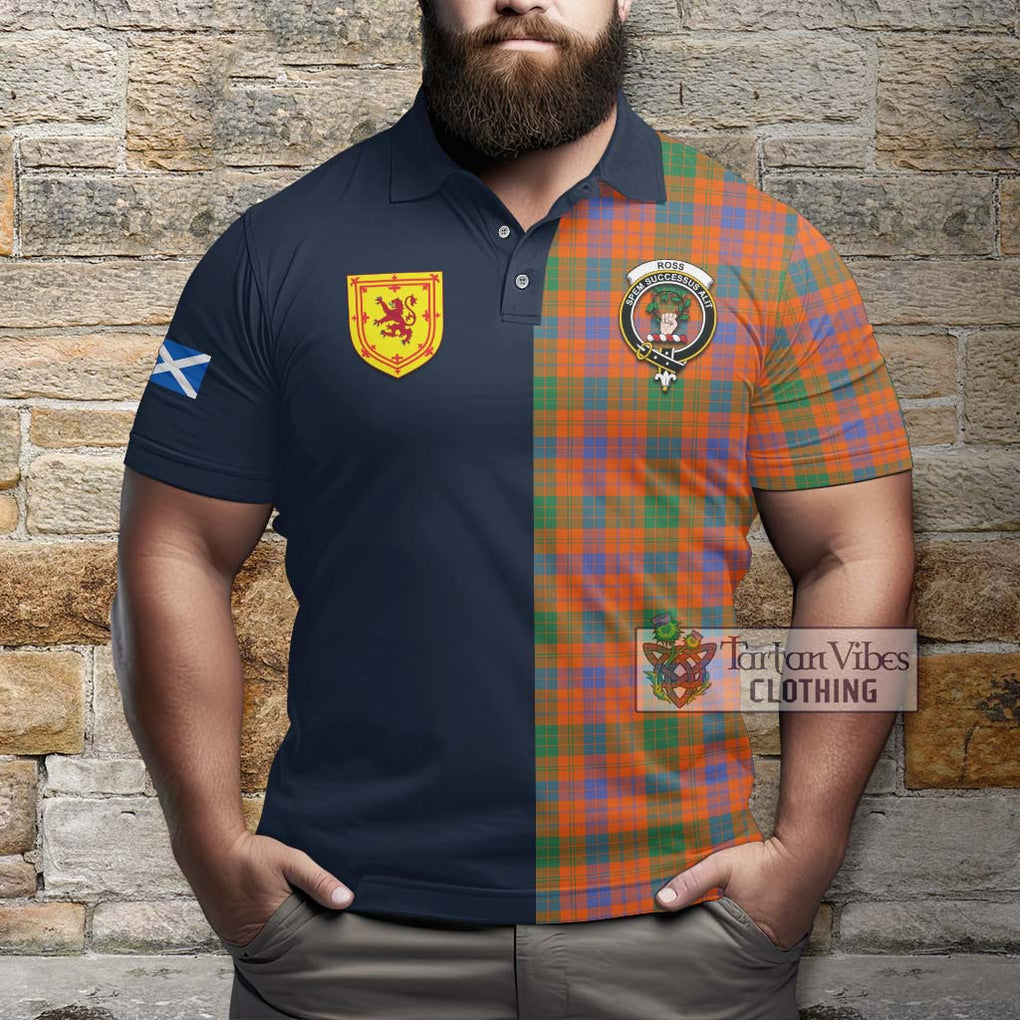 Tartan Vibes Clothing Ross Ancient Tartan Polo Shirt with Scottish Lion Royal Arm Half Style