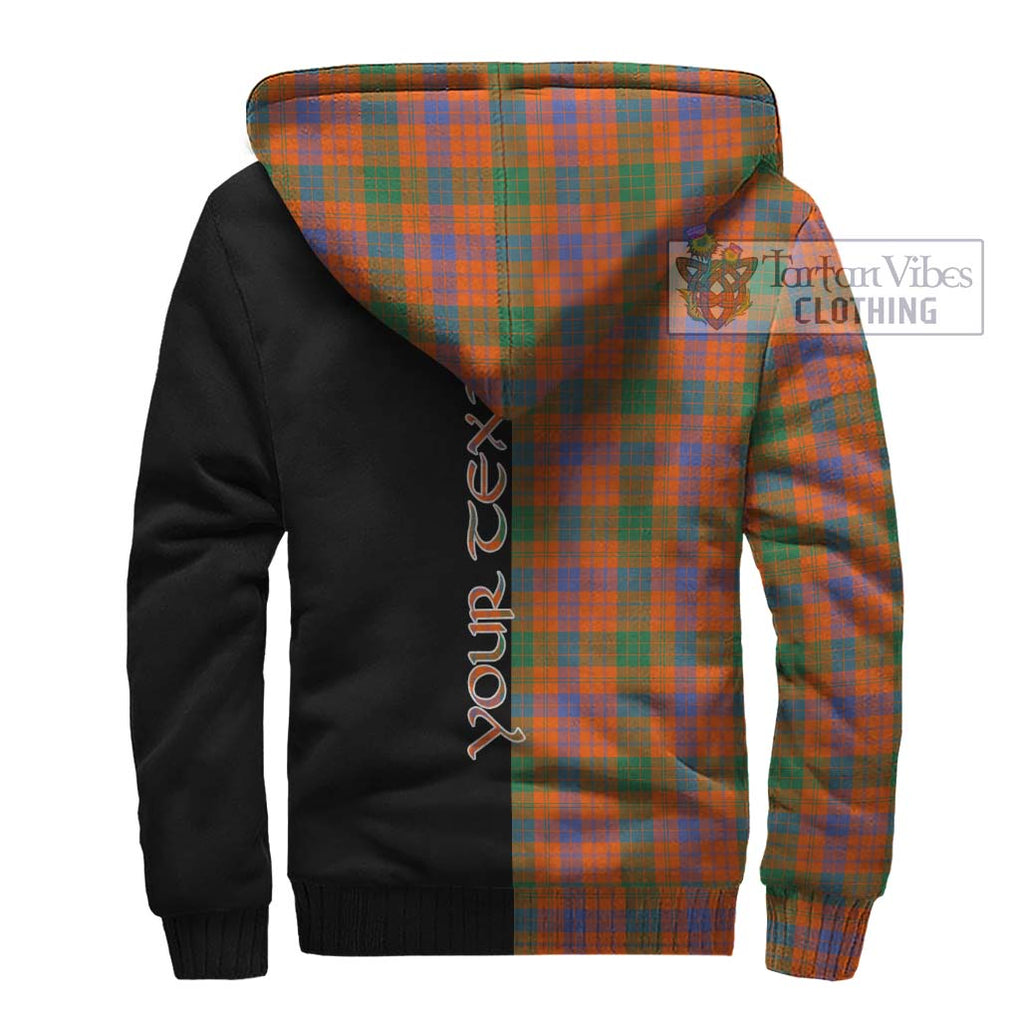 Ross Ancient Tartan Sherpa Hoodie with Family Crest and Half Of Me Style - Tartanvibesclothing Shop