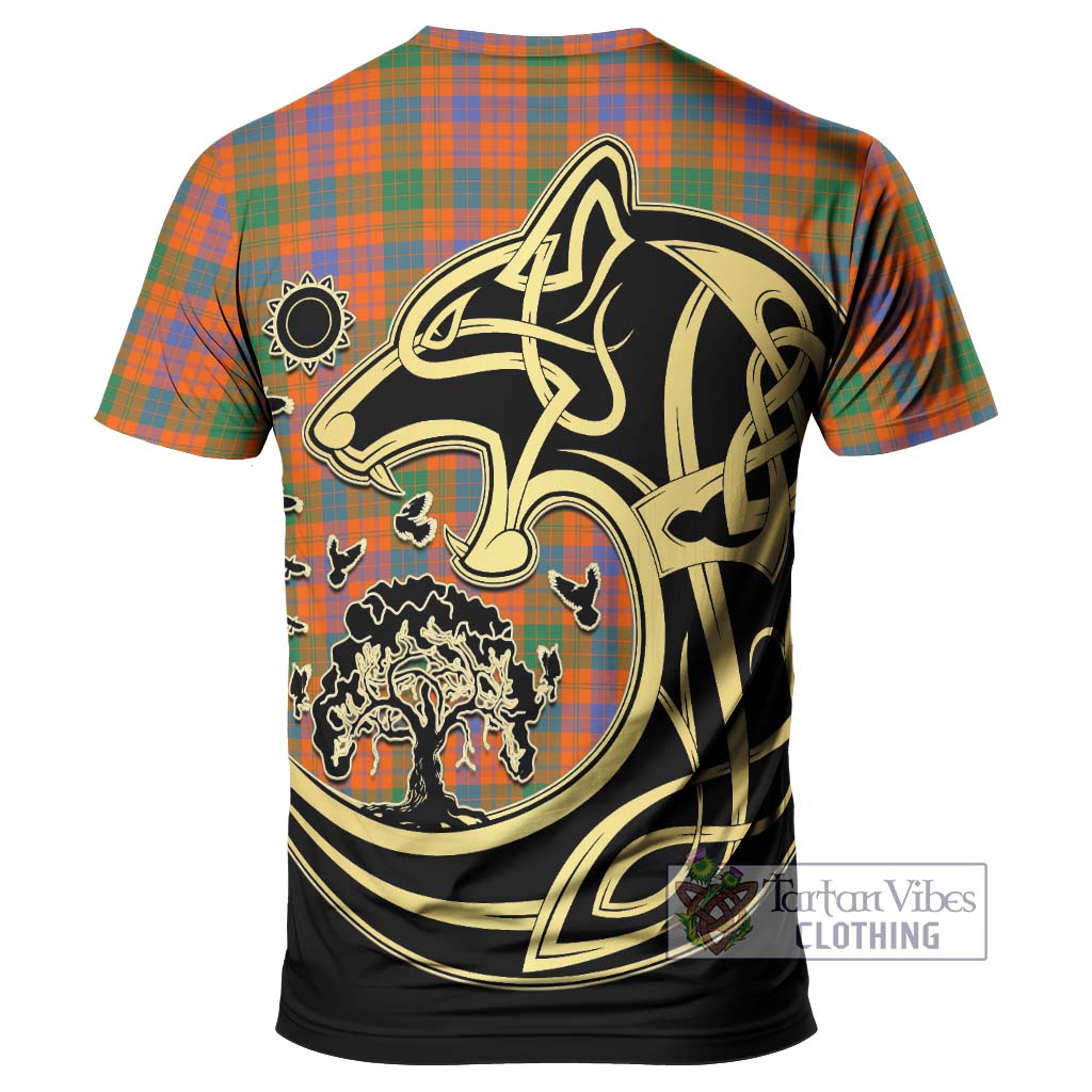 Tartan Vibes Clothing Ross Ancient Tartan T-Shirt with Family Crest Celtic Wolf Style