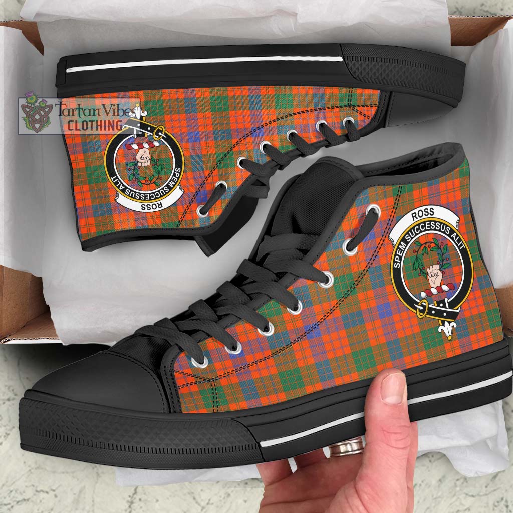 Tartan Vibes Clothing Ross Ancient Tartan High Top Shoes with Family Crest