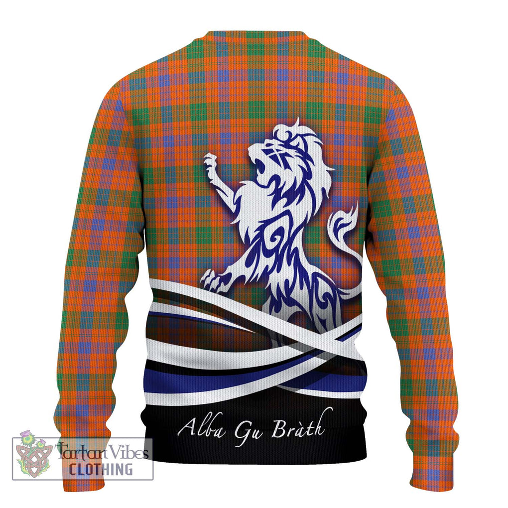 Ross Ancient Tartan Knitted Sweater with Alba Gu Brath Regal Lion Emblem - Tartanvibesclothing Shop