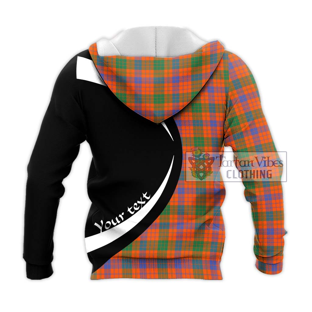 Ross Ancient Tartan Knitted Hoodie with Family Crest Circle Style - Tartan Vibes Clothing