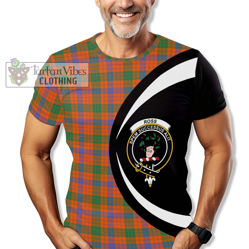 Tartan Vibes Clothing Ross Ancient Tartan T-Shirt with Family Crest Circle Style