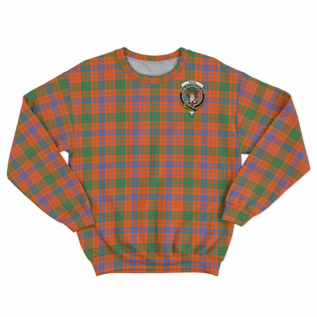 Ross Ancient Tartan Sweatshirt with Family Crest - Tartan Vibes Clothing