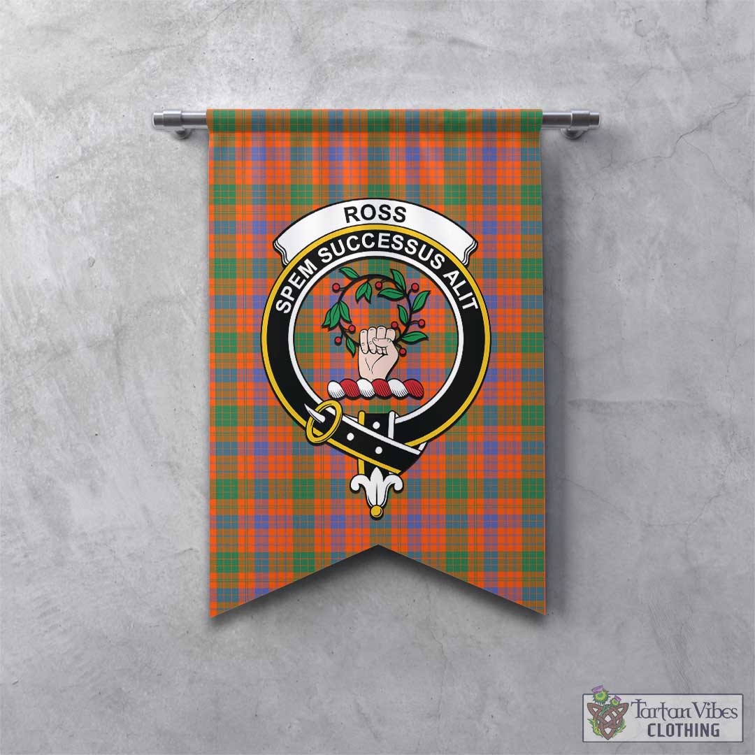 Tartan Vibes Clothing Ross Ancient Tartan Gonfalon, Tartan Banner with Family Crest