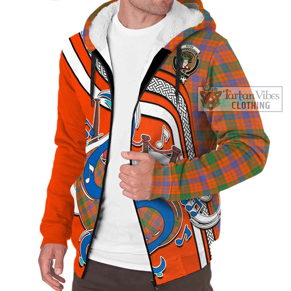 Ross Ancient Tartan Sherpa Hoodie with Epic Bagpipe Style Unisex - Tartanvibesclothing Shop