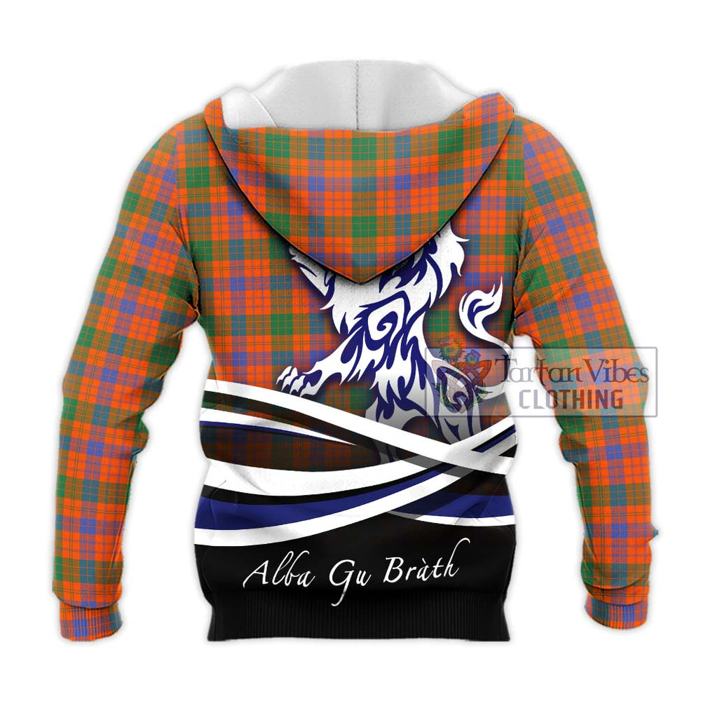 Ross Ancient Tartan Knitted Hoodie with Alba Gu Brath Regal Lion Emblem - Tartanvibesclothing Shop