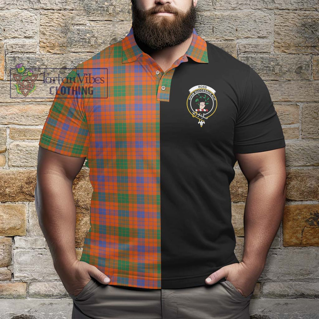 Ross Ancient Tartan Polo Shirt with Family Crest and Half Of Me Style - Tartanvibesclothing Shop