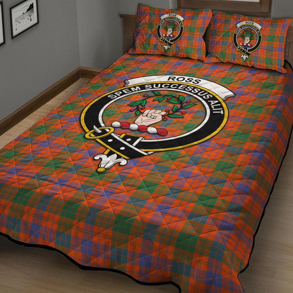 Ross Ancient Tartan Quilt Bed Set with Family Crest - Tartan Vibes Clothing