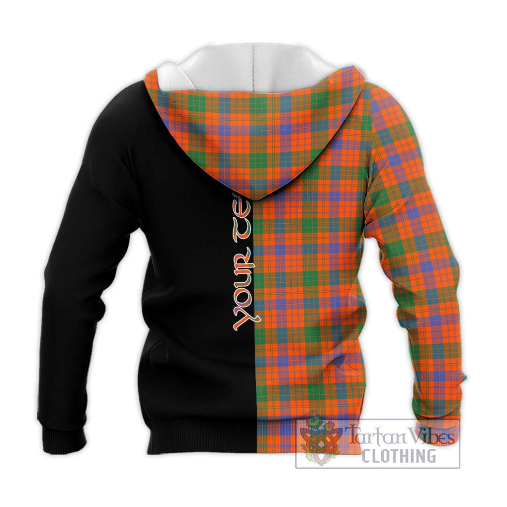 Ross Ancient Tartan Knitted Hoodie with Family Crest and Half Of Me Style - Tartanvibesclothing Shop