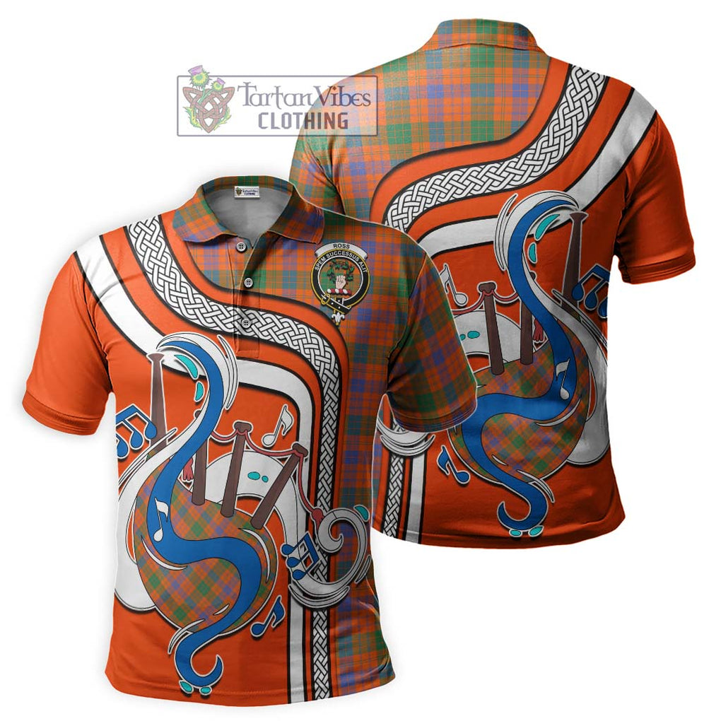 Tartan Vibes Clothing Ross Ancient Tartan Polo Shirt with Epic Bagpipe Style