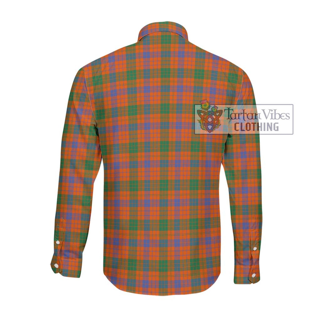 Ross Ancient Tartan Long Sleeve Button Shirt with Family Crest DNA In Me Style - Tartanvibesclothing Shop