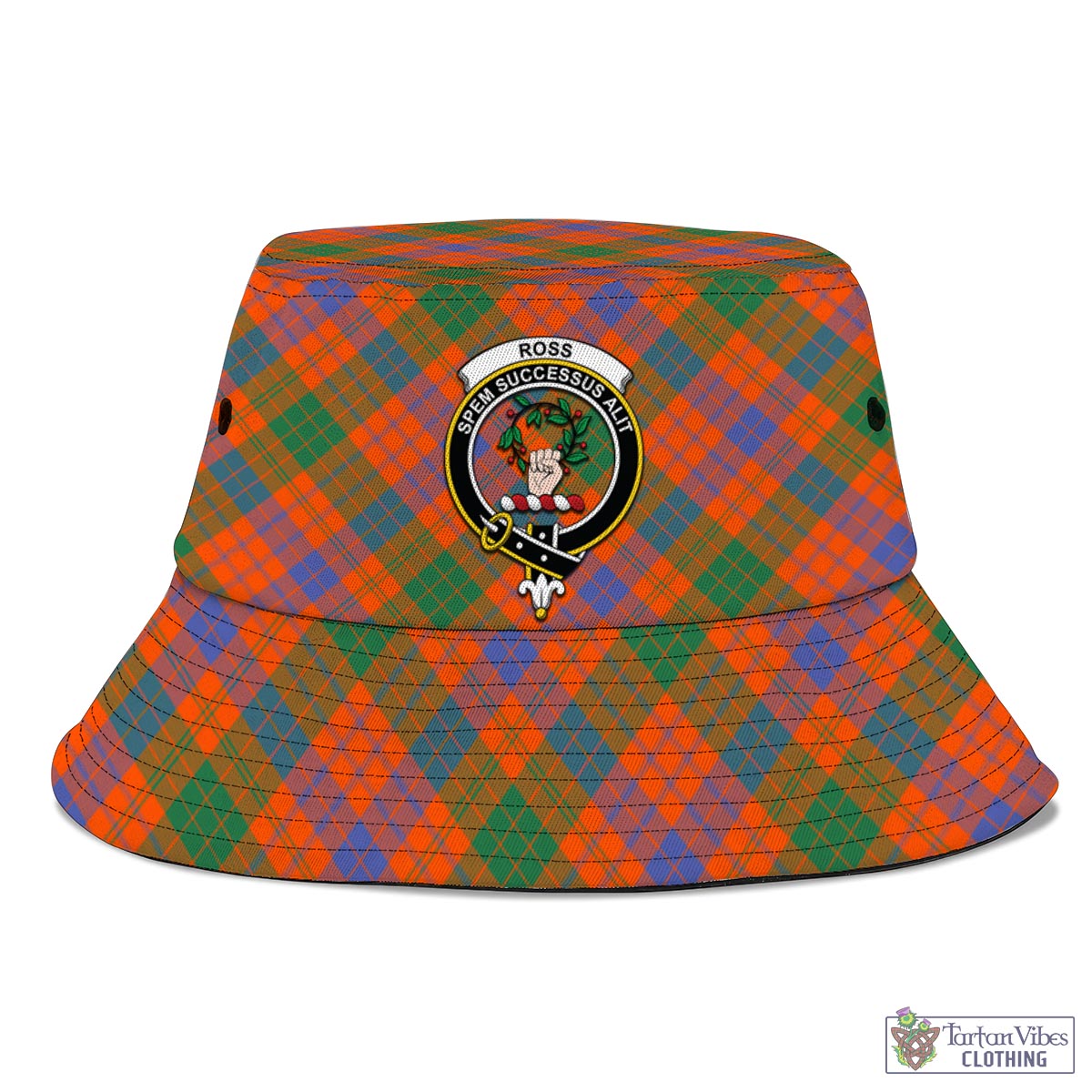 Tartan Vibes Clothing Ross Ancient Tartan Bucket Hat with Family Crest