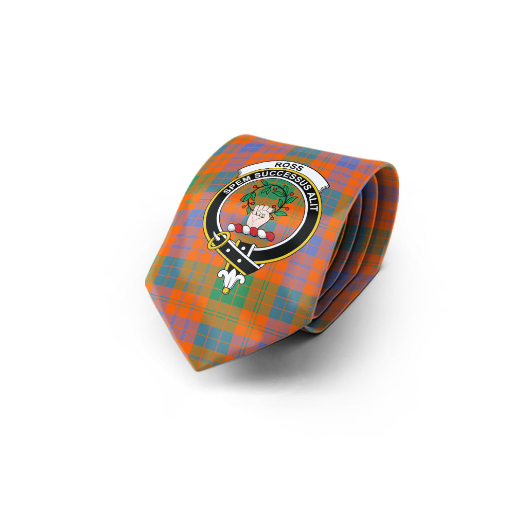 Ross Ancient Tartan Classic Necktie with Family Crest - Tartan Vibes Clothing