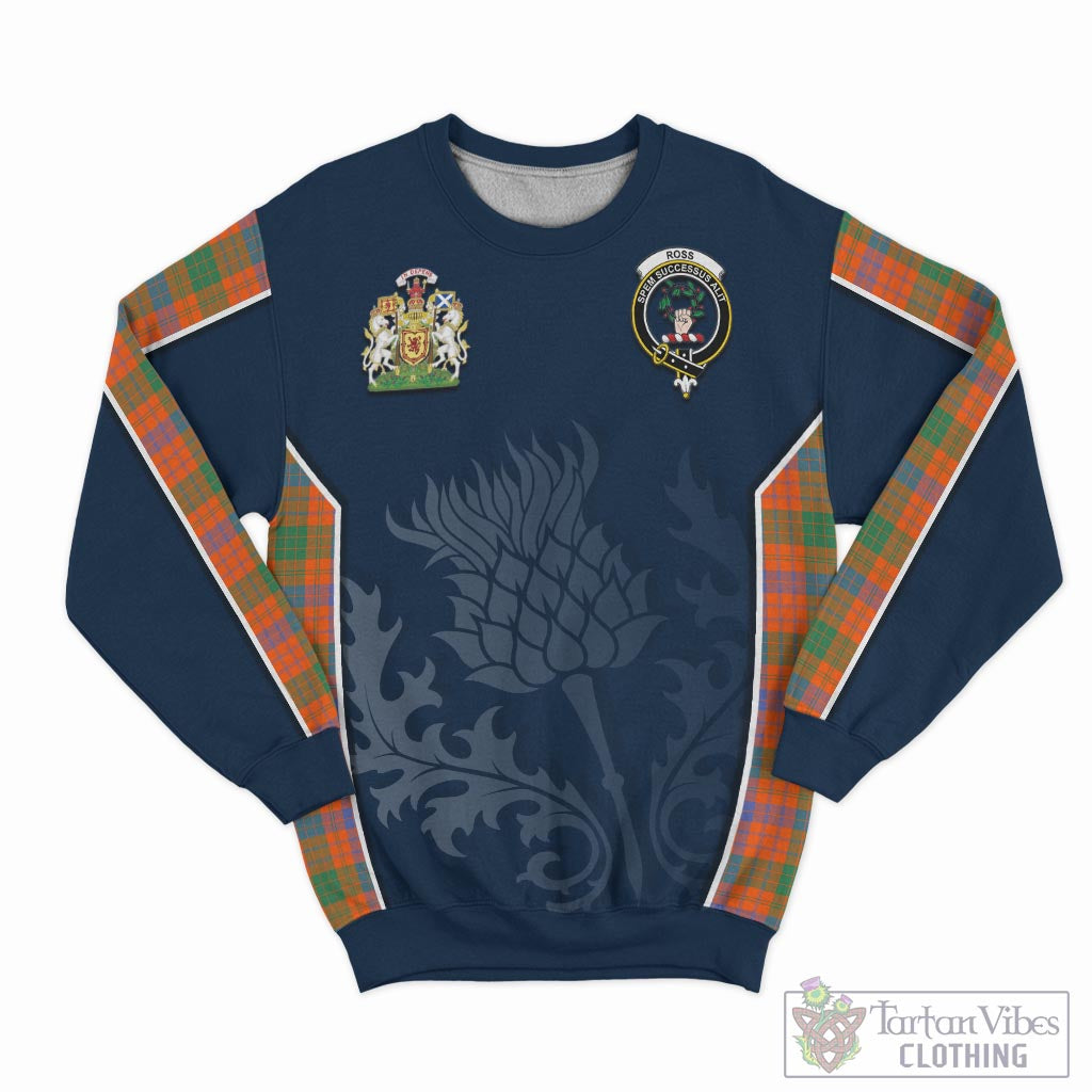 Tartan Vibes Clothing Ross Ancient Tartan Sweatshirt with Family Crest and Scottish Thistle Vibes Sport Style