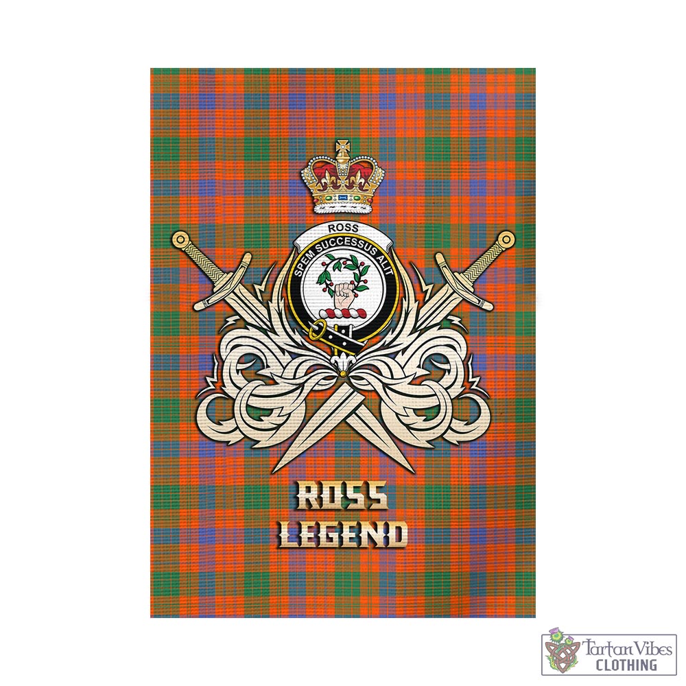 Tartan Vibes Clothing Ross Ancient Tartan Flag with Clan Crest and the Golden Sword of Courageous Legacy