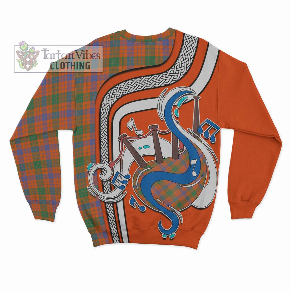 Tartan Vibes Clothing Ross Ancient Tartan Sweatshirt with Epic Bagpipe Style