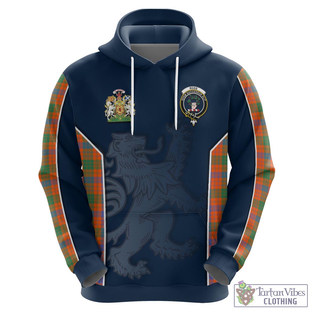 Tartan Vibes Clothing Ross Ancient Tartan Hoodie with Family Crest and Lion Rampant Vibes Sport Style