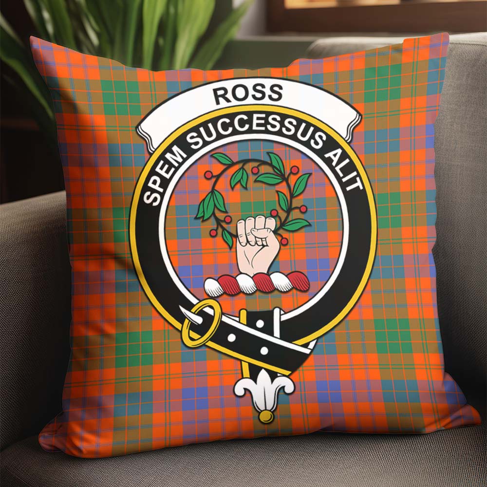 Ross Ancient Tartan Pillow Cover with Family Crest - Tartanvibesclothing