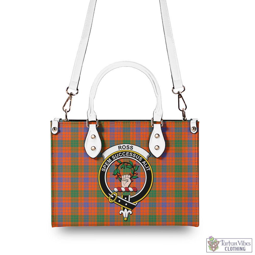 Tartan Vibes Clothing Ross Ancient Tartan Luxury Leather Handbags with Family Crest