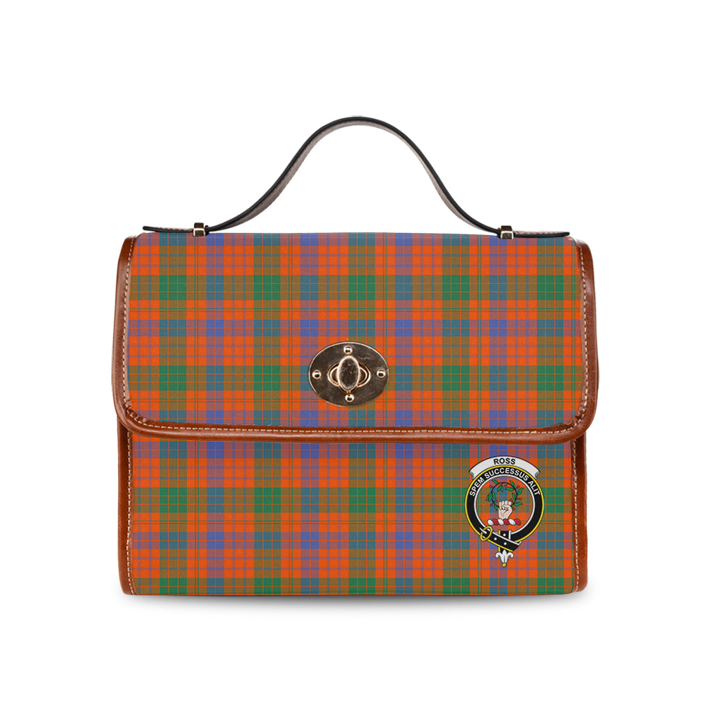 ross-ancient-tartan-leather-strap-waterproof-canvas-bag-with-family-crest