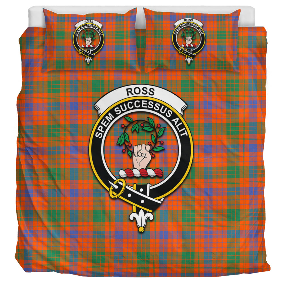 Ross Ancient Tartan Bedding Set with Family Crest UK Bedding Set UK Super King 104*94 inch - Tartan Vibes Clothing