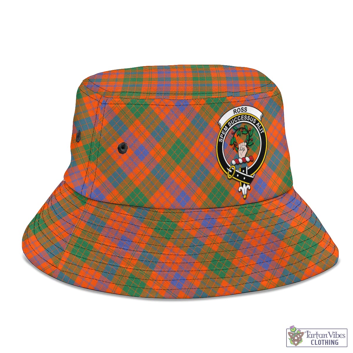 Tartan Vibes Clothing Ross Ancient Tartan Bucket Hat with Family Crest