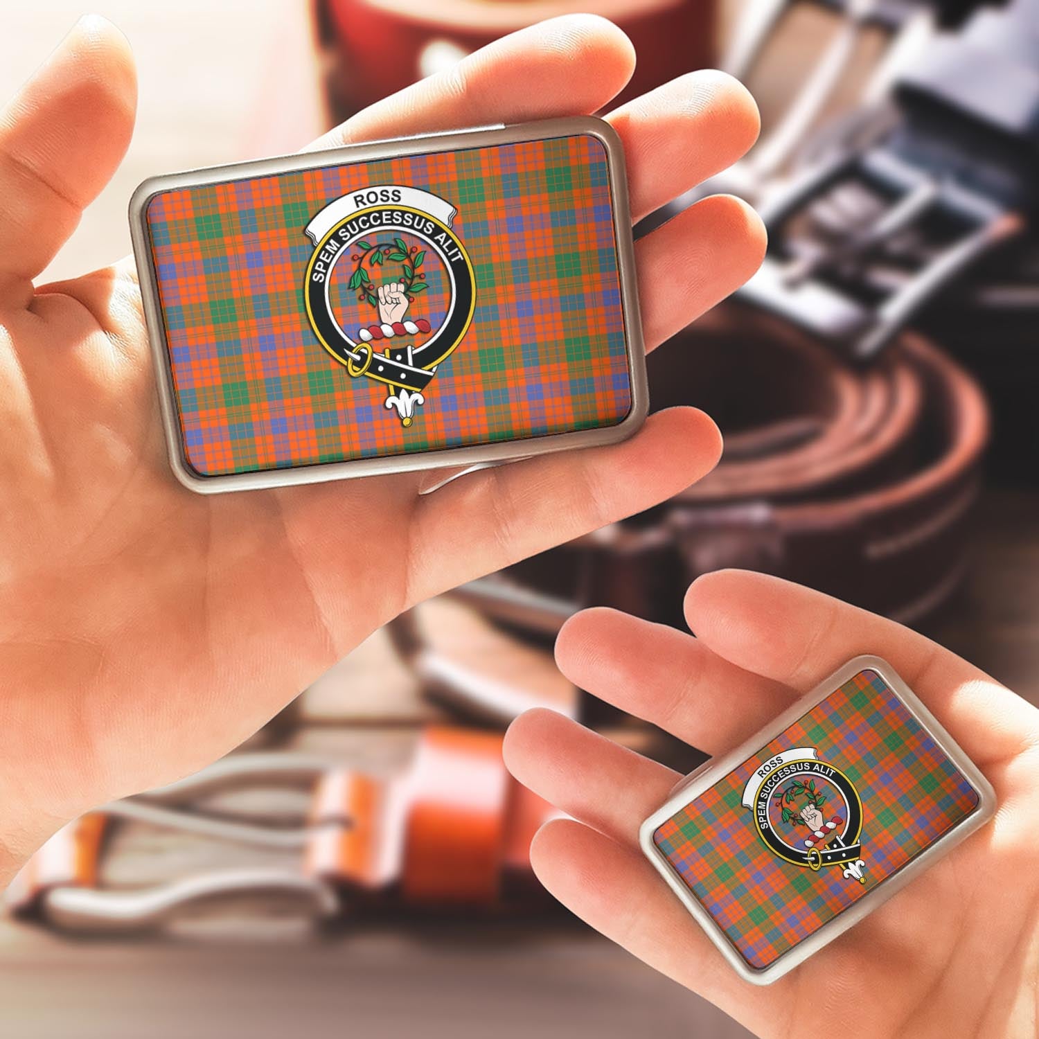 Ross Ancient Tartan Belt Buckles with Family Crest - Tartan Vibes Clothing