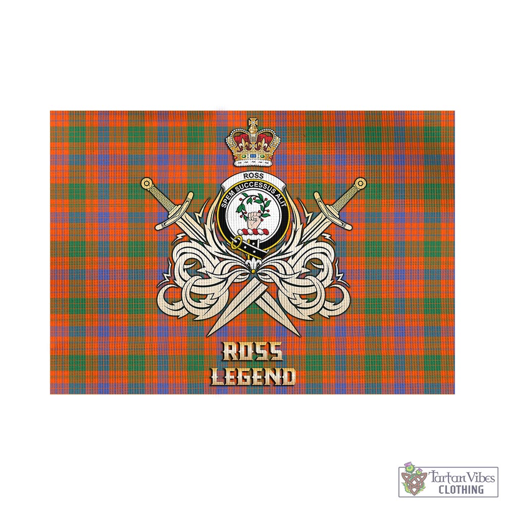 Tartan Vibes Clothing Ross Ancient Tartan Flag with Clan Crest and the Golden Sword of Courageous Legacy