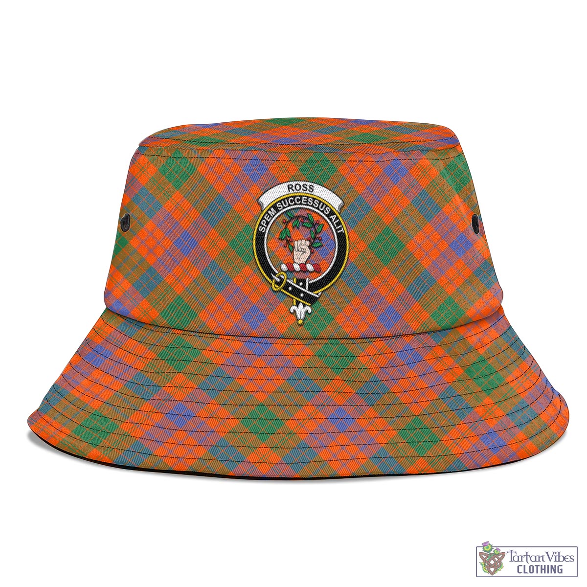 Tartan Vibes Clothing Ross Ancient Tartan Bucket Hat with Family Crest