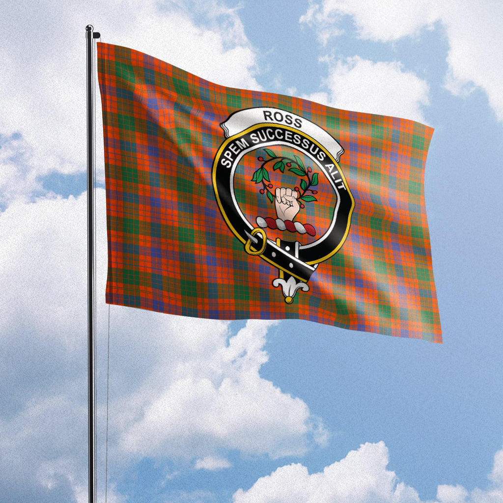 Ross Ancient Tartan Flag with Family Crest House Flag (Horizontal) - Tartan Vibes Clothing